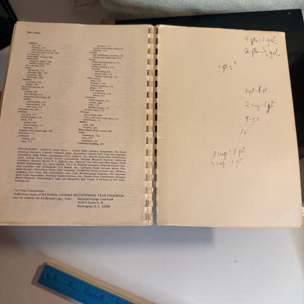 National Grange Bicentennial Year Cookbook Patrons of Husbandry ‘76 Recipes Book